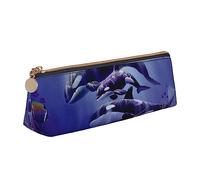 ESASAM Killer Whale Leather Triangular Pencil Case, Lightweight and Cute, with Large Capacity