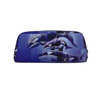 ESASAM Killer Whale Leather Zipper Three-Dimensional Pencil Case, Simple and Elegant, Fashionable and Practical