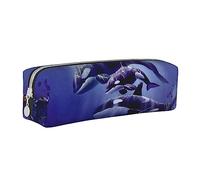ESASAM Killer Whale Leather Zipper Three-Dimensional Pencil Case, Simple and Elegant, Fashionable and Practical