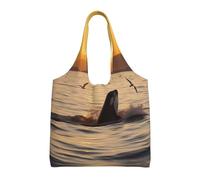 ESASAM Killer Whale Under Sunset Stylish Canvas One-Shoulder Commuter Bag-Suitable For Daily Use And Urban Exploration