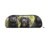 ESASAM Labrador Retriever Dog Leather Semi-Circular Storage Bag, Semi-Circular Shape, Simple and Fashionable