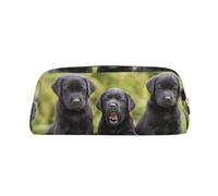 ESASAM Labrador Retriever Dog Leather Zipper Three-Dimensional Pencil Case, Simple and Elegant, Fashionable and Practical