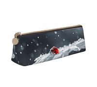 ESASAM Ladybug On Daisy Flower Leather Triangular Pencil Case, Lightweight and Cute, with Large Capacity