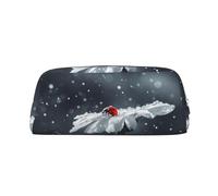ESASAM Ladybug On Daisy Flower Leather Zipper Three-Dimensional Pencil Case, Simple and Elegant, Fashionable and Practical