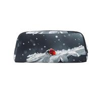 ESASAM Ladybug On Daisy Flower Leather Zipper Three-Dimensional Pencil Case, Simple and Elegant, Fashionable and Practical