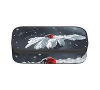 ESASAM Ladybug On Daisy Flower Print Pencil Case Spacious Oxford Cloth Storage with Multiple Compartments