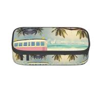 ESASAM Large-Capacity Compartment Stationery Bus Beach Seaside Scene Pencil Case Can Better Store Your Stationery.