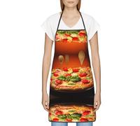 ESASAM Large Pizza Print Aprons For Unisex With Pockets, Cooking Kitchen Aprons Women Cotton Polyester Waterproof Apron