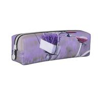ESASAM Lavender Field Bike Simple and Stylish Leather Pencil Case - Stationery Organizer and Travel Storage, Pencil Holder, Pencil Bag, Zipper Pouch, Pen Case, Art Supplies