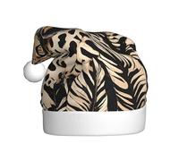 ESASAM Leopard Pattern Adult Plush Christmas Hat, Comfortable And Holiday Accessories For The Holiday Season
