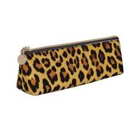 ESASAM Leopard Pattern Leather Triangular Pencil Case, Lightweight and Cute, with Large Capacity