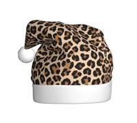 ESASAM Leopard Patterned Wallpaper Adult Plush Christmas Hat, Comfortable And Holiday Accessories For The Holiday Season