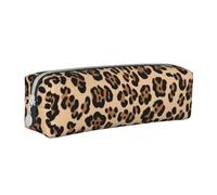 ESASAM Leopard Print Leather Zipper Three-Dimensional Pencil Case, Simple and Elegant, Fashionable and Practical