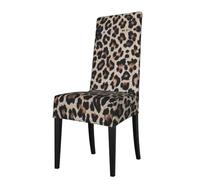 ESASAM Leopard Print Print Printed Dining Chair Protective Cover, Machine Washable, Suitable For Universal Armless Chairs