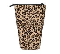 ESASAM Leopard Print Vertical Retractable Pencil Case, Easy to Use, Adjustable Size According to Needs
