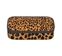 ESASAM Leopard Printed Print Pencil Case Spacious Oxford Cloth Storage with Multiple Compartments