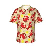 ESASAM Lobster and Crab Men's Hawaiian Shirt - Tropical Print Button Down Short Sleeve Beach Shirt, Beach Party Shirt, Vacation Shirt, Short Sleeve Shirt, Casual Shirt
