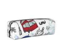 ESASAM London Leather Zipper Three-Dimensional Pencil Case, Simple and Elegant, Fashionable and Practical