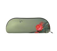 ESASAM Lotus Flower and Dragonfly Leather Semi-Circular Storage Bag, Semi-Circular Shape, Simple and Fashionable