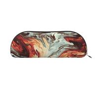 ESASAM Marble Mixed Brown Leather Semi-Circular Storage Bag, Semi-Circular Shape, Simple and Fashionable
