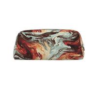 ESASAM Marble Mixed Brown Leather Zipper Three-Dimensional Pencil Case, Simple and Elegant, Fashionable and Practical