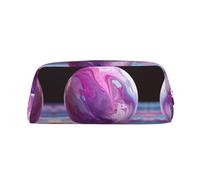ESASAM Marble Purple Colorful Leather Zipper Three-Dimensional Pencil Case, Simple and Elegant, Fashionable and Practical