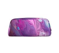 ESASAM Marble Purple Colorful Leather Zipper Three-Dimensional Pencil Case, Simple and Elegant, Fashionable and Practical