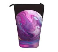 ESASAM Marble Purple Colorful Vertical Retractable Pencil Case, Easy to Use, Adjustable Size According to Needs