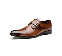 EsaSam Men's Classic Monk Strap Comfortable Slip on Loafers Casual Business Dress Loafer Wedding Shoes,Brown,5.5 UK