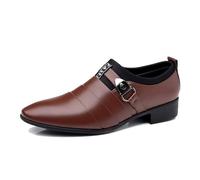 EsaSam Men's Comfortable Slip on Loafers Classic Monk Strap Casual Dress Loafer Business Wedding Shoes,Brown,8.5 UK