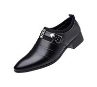 EsaSam Men's Comfortable Slip on Loafers Classic Monk Strap Casual Dress Loafer Business Wedding Shoes,Black,5.5 UK