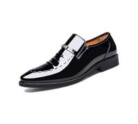 EsaSam Men's Patent Leather Loafers Pointed Toe Formal Business Tuxedo Shoes Wedding Dress Oxfords Fashion Casual Slip-On for Men,Black,9 UK