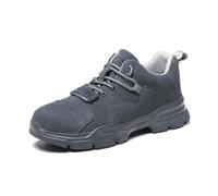 EsaSam Men's Steel Toe Safety Shoes Comfortable Slip-Resistant Industrial Construction Lightweight Work Shoes,Gray,7.5 UK