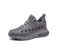 EsaSam Men's Steel Toe Safety Shoes Lightweight Comfortable Slip-Resistant Industrial Construction Work Shoes,Gray,5 UK