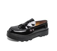EsaSam Men's Tassel Loafers Patent Leather Chunky Platform Dress Shoes Punk Studded Formal Slip-On Casual Shoes,Black,6 UK