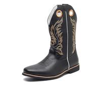 EsaSam Men's Western Cowboy Boots Embroidered Pull-On Retro Country Boots
