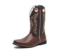EsaSam Men's Western Cowboy Boots Embroidered Pull-On Retro Country Boots