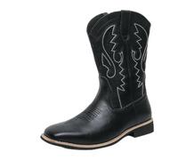 EsaSam Men's Western Cowboy Boots Retro Embroidered Mid-Calf Rodeo Boot