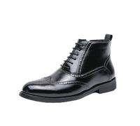 EsaSam Men's Wingtip Brogue Ankle Boots Side Zipper Dress Shoes Black