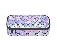 ESASAM Mermaid Scale Print Pencil Case Spacious Oxford Cloth Storage with Multiple Compartments