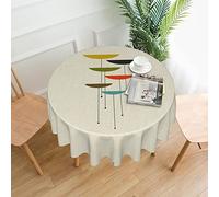 ESASAM Mid Century Modern Prints Print 60" Inch Round Tablecloth Polyester Table Cloth Dust-Proof Wrinkle Resistant Heavy Weight Table Cover For Kitchen Dinning Tabletop Decoration