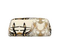 ESASAM Music Note Leather Zipper Three-Dimensional Pencil Case, Simple and Elegant, Fashionable and Practical