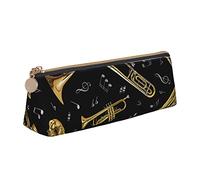 ESASAM Musical Instruments Leather Triangular Pencil Case, Lightweight and Cute, with Large Capacity