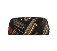 ESASAM Musical Instruments Leather Zipper Three-Dimensional Pencil Case, Simple and Elegant, Fashionable and Practical
