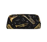 ESASAM Musical Instruments Leather Zipper Three-Dimensional Pencil Case, Simple and Elegant, Fashionable and Practical