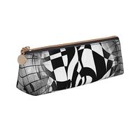 ESASAM Musical Theme Music Clefs Leather Triangular Pencil Case, Lightweight and Cute, with Large Capacity