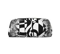 ESASAM Musical Theme Music Clefs Leather Zipper Three-Dimensional Pencil Case, Simple and Elegant, Fashionable and Practical
