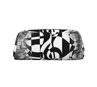 ESASAM Musical Theme Music Clefs Leather Zipper Three-Dimensional Pencil Case, Simple and Elegant, Fashionable and Practical