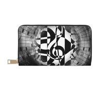 ESASAM Musical Theme Music Clefs Long Imitation Leather Wallet, Stylish, Practical, and Durable