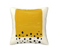 ESASAM Mustard Yellow And Black Print Stylish Throw Pillow - Double-Sided Printed Design, 100% Polyester Material